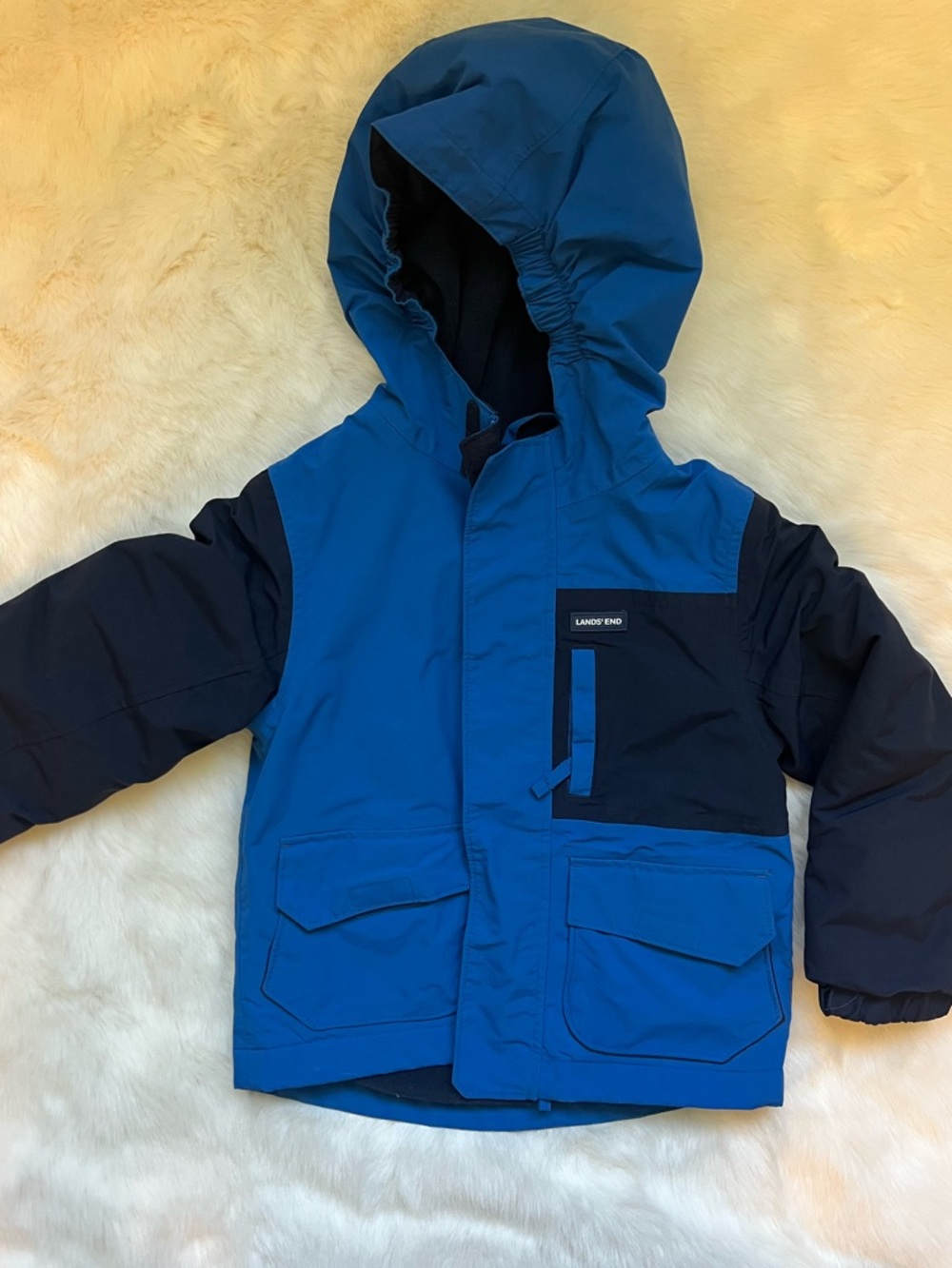 Lands' End Navy Fleece-Lined Windproof Jacket